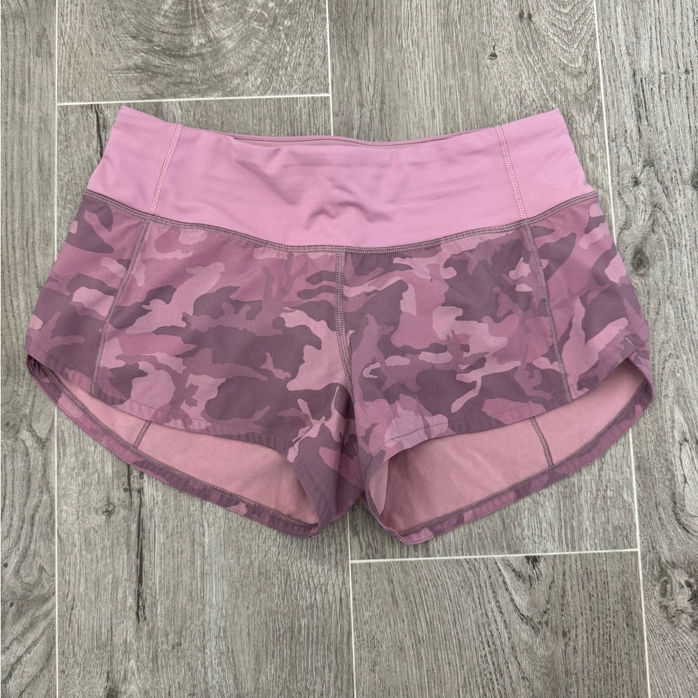 Lululemon Pink Camo Speed Up Shorts